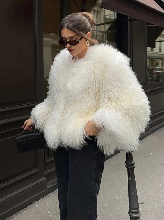 Autumn Winter Top Fashion Pink Faux Fur Coat Elegant